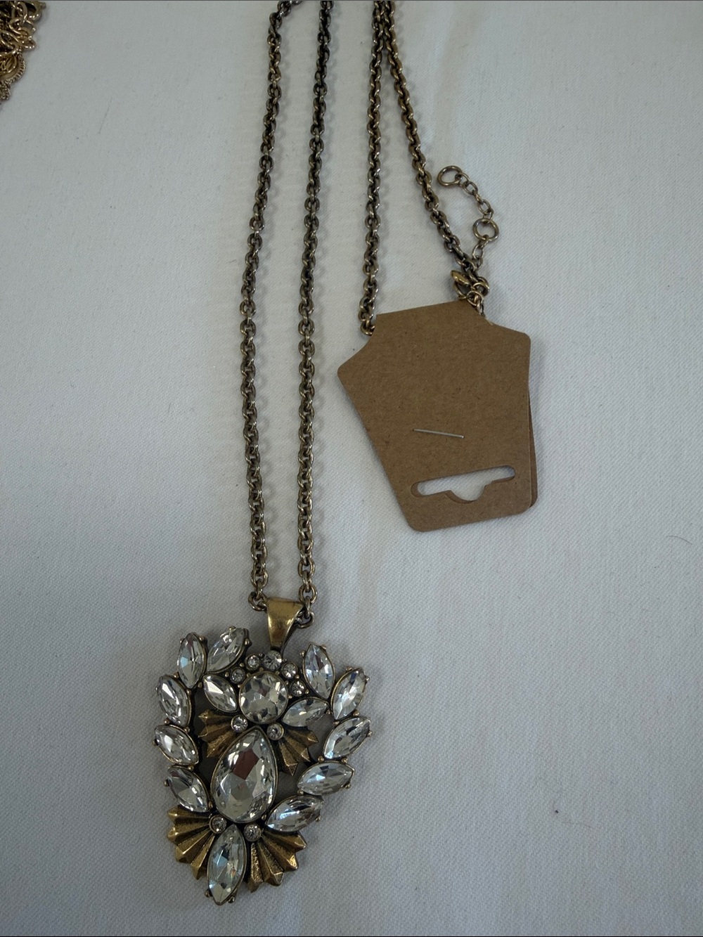 J. Crew Gold-Tone Crystal Cluster Pendant Necklace